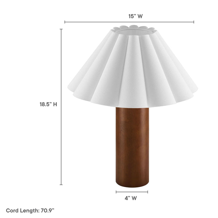 Fiona Wood Table Lamp With Pleated Petal Shade in Walnut