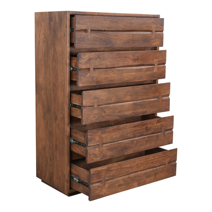 Solid Acacia Live-Edge Dresser with Warm Brown Finish
