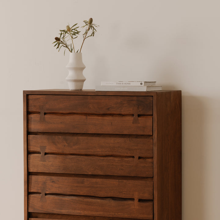 Solid Acacia Live-Edge Dresser with Warm Brown Finish
