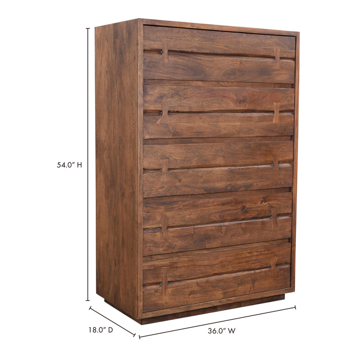 Solid Acacia Live-Edge Dresser with Warm Brown Finish