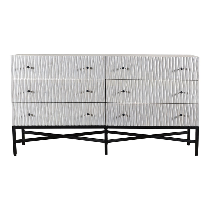 Rustic-Modern Mango Wood Dresser on Powder-Coated Iron Stand
