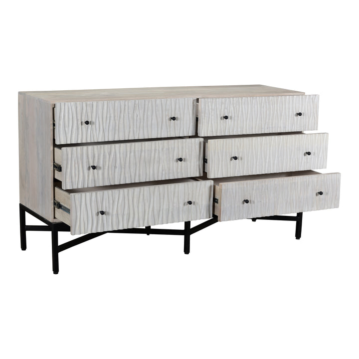 Rustic-Modern Mango Wood Dresser on Powder-Coated Iron Stand