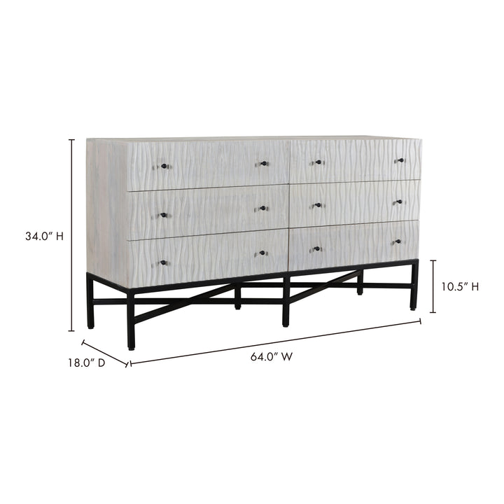 Rustic-Modern Mango Wood Dresser on Powder-Coated Iron Stand