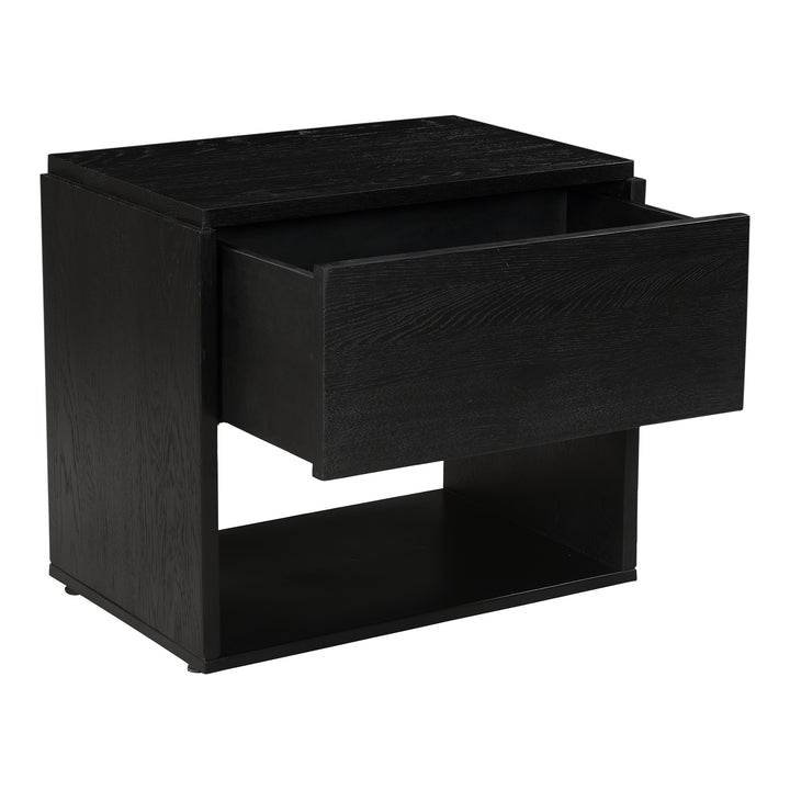 Sleek Contemporary Iron & Oak Bedside Table