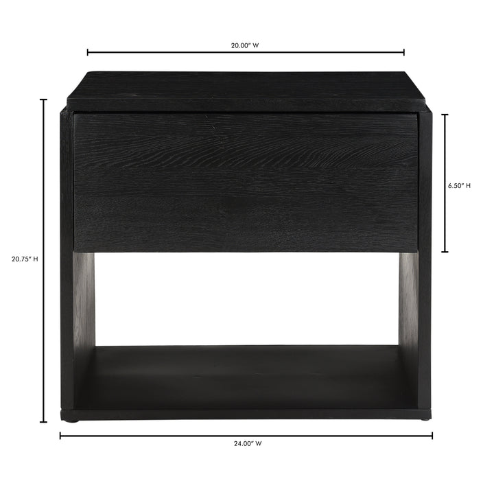 Sleek Contemporary Iron & Oak Bedside Table