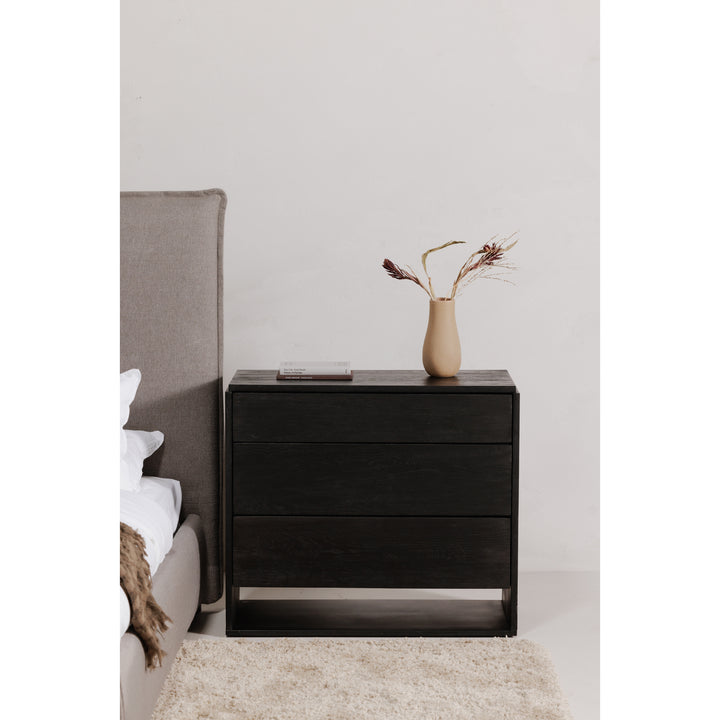 Modern Oak Storage Console: 3 Mango Wood Drawers