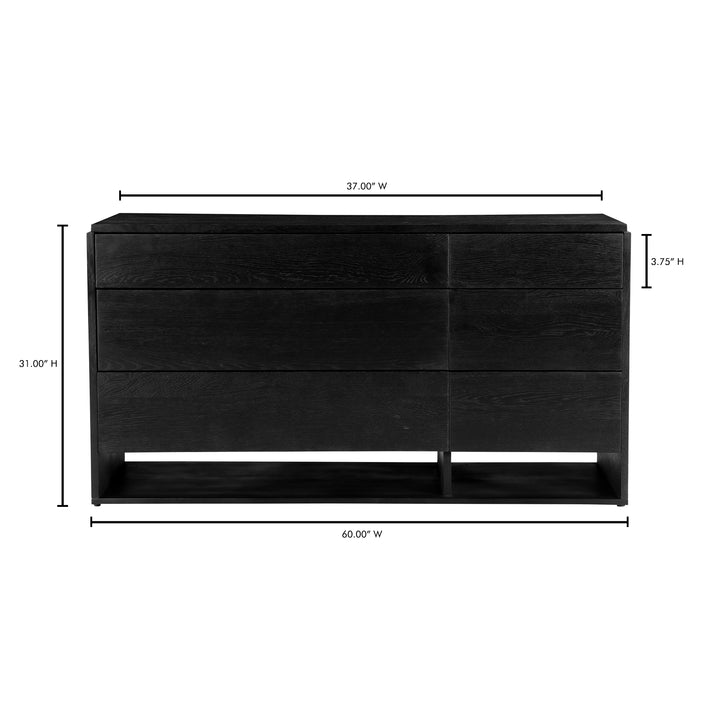 Modern Oak Storage Chest - 6 Spacious Drawers
