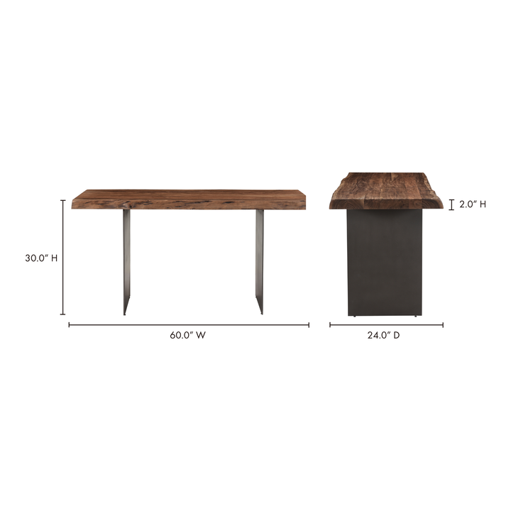 Natural Grain Live Edge Desk with Iron Legs