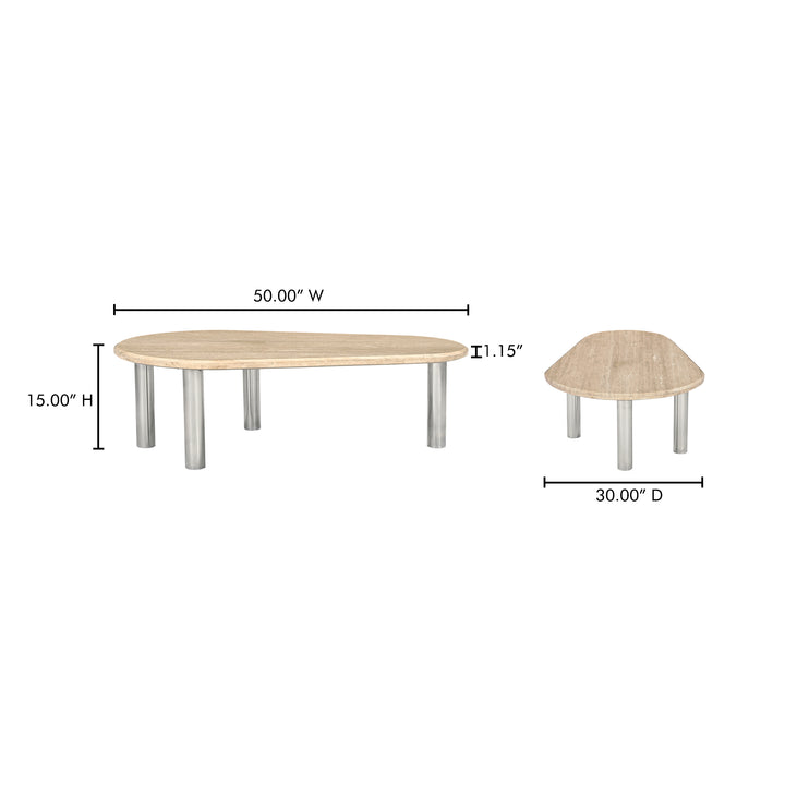 Modern Minimalist Italian Travertine Coffee Table