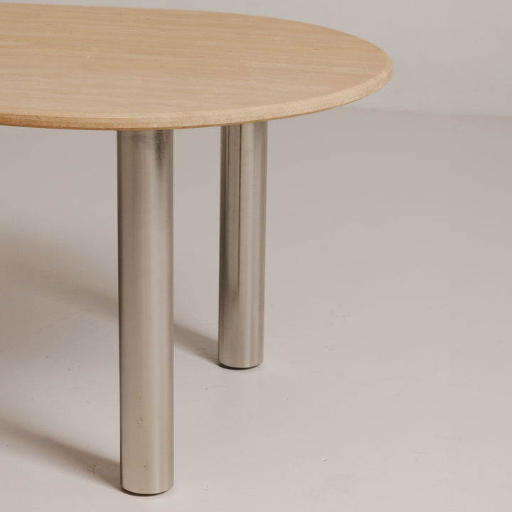 Modern Minimalist Italian Travertine Dining Table