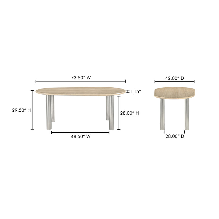 Modern Minimalist Italian Travertine Dining Table