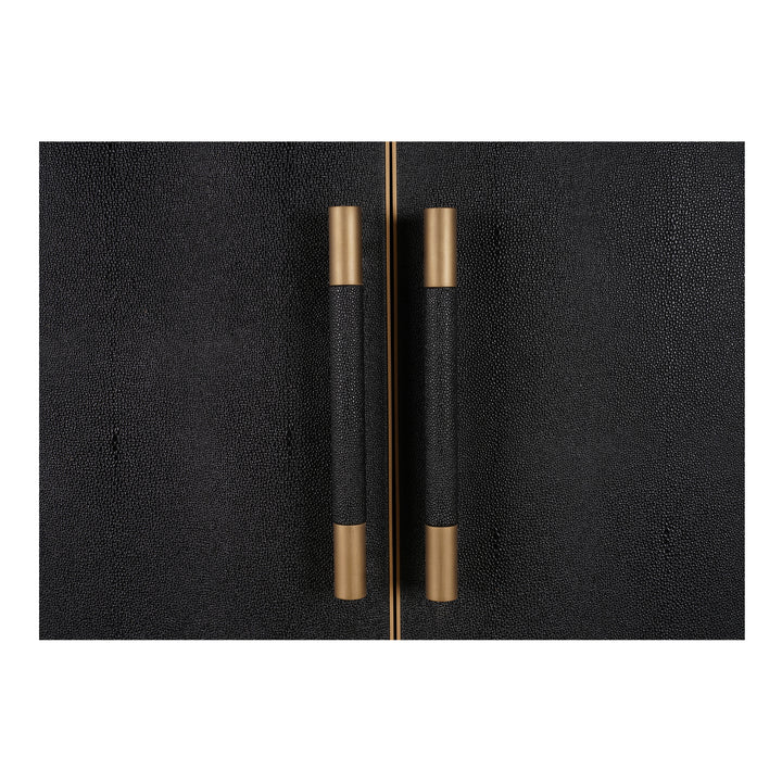 Elegant Oak Bar Cabinet with Brass Accents