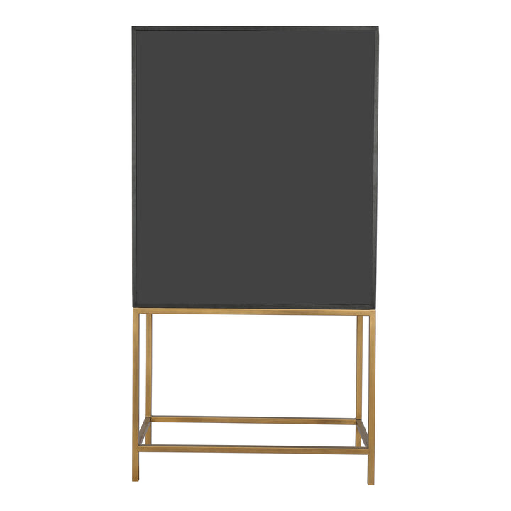 Elegant Oak Bar Cabinet with Brass Accents