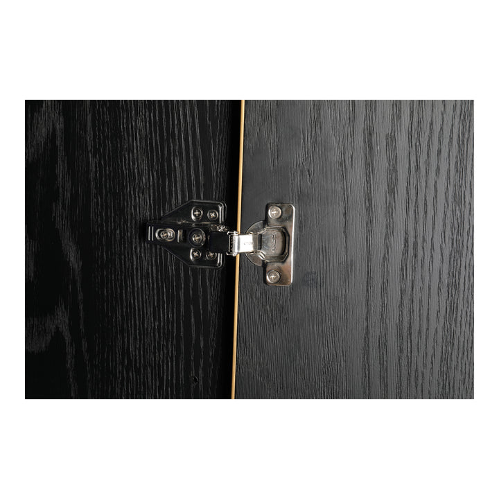 Elegant Oak Bar Cabinet with Brass Accents