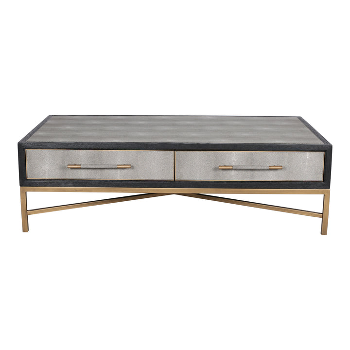 Luxe Art Deco Slide-Out Coffee Table with Vegan Leather Shagreen