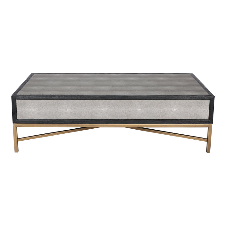 Luxe Art Deco Slide-Out Coffee Table with Vegan Leather Shagreen