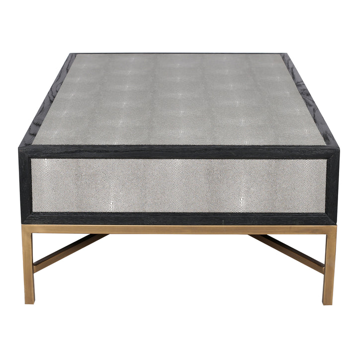 Luxe Art Deco Slide-Out Coffee Table with Vegan Leather Shagreen