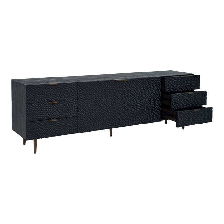 Elegant Textured Sideboard in Oak & Gold
