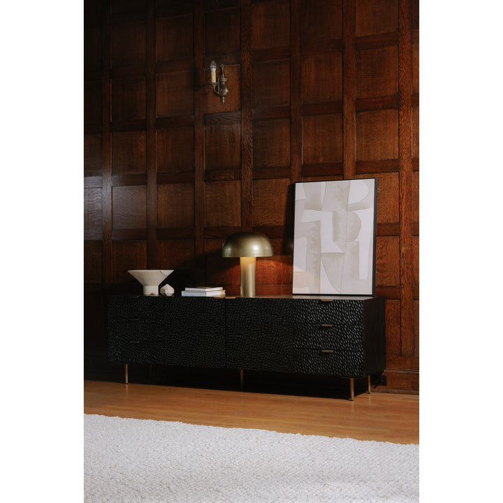 Elegant Textured Sideboard in Oak & Gold