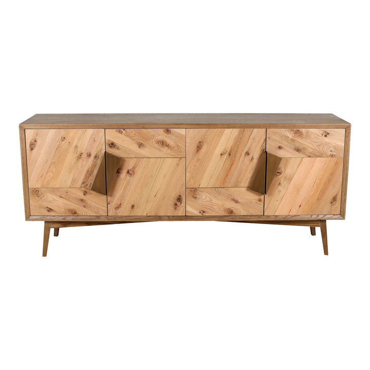 Modern Solid Oak Sideboard with Gold Handles