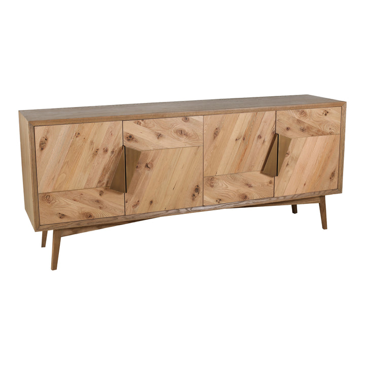 Modern Solid Oak Sideboard with Gold Handles