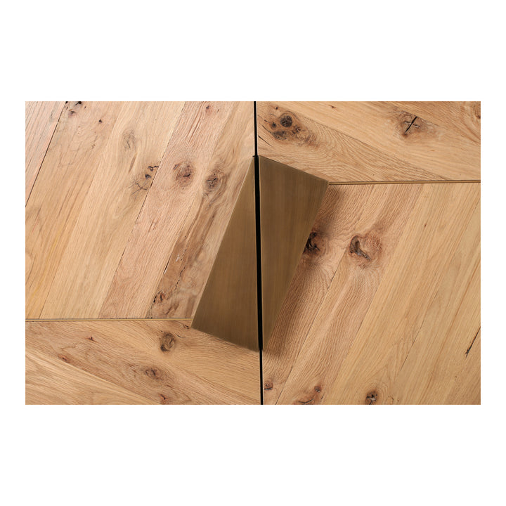 Modern Solid Oak Sideboard with Gold Handles