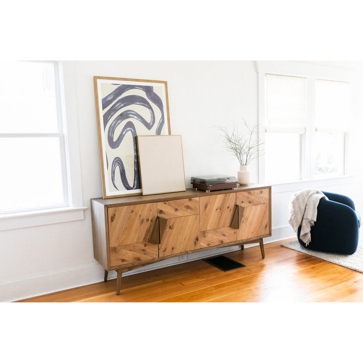 Modern Solid Oak Sideboard with Gold Handles