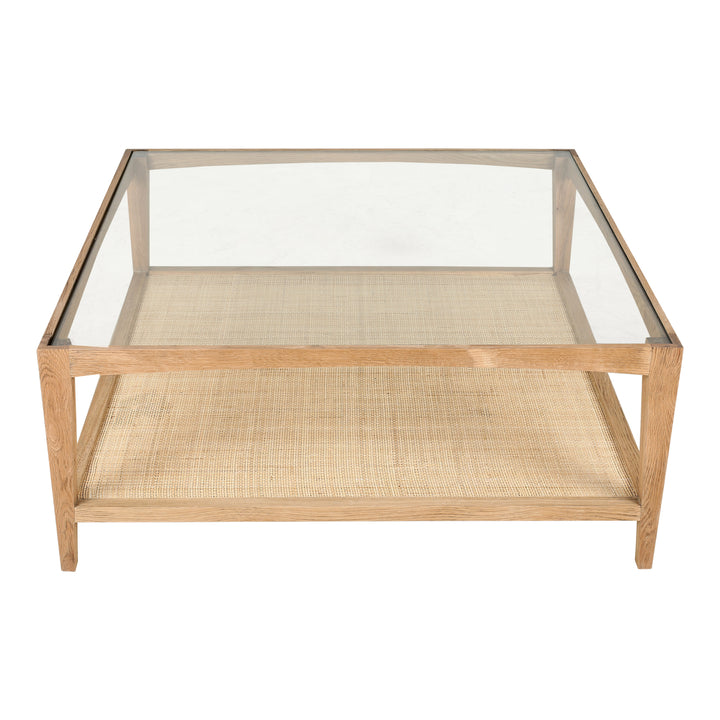EcoChic Woven Cane and Oak Coffee Table