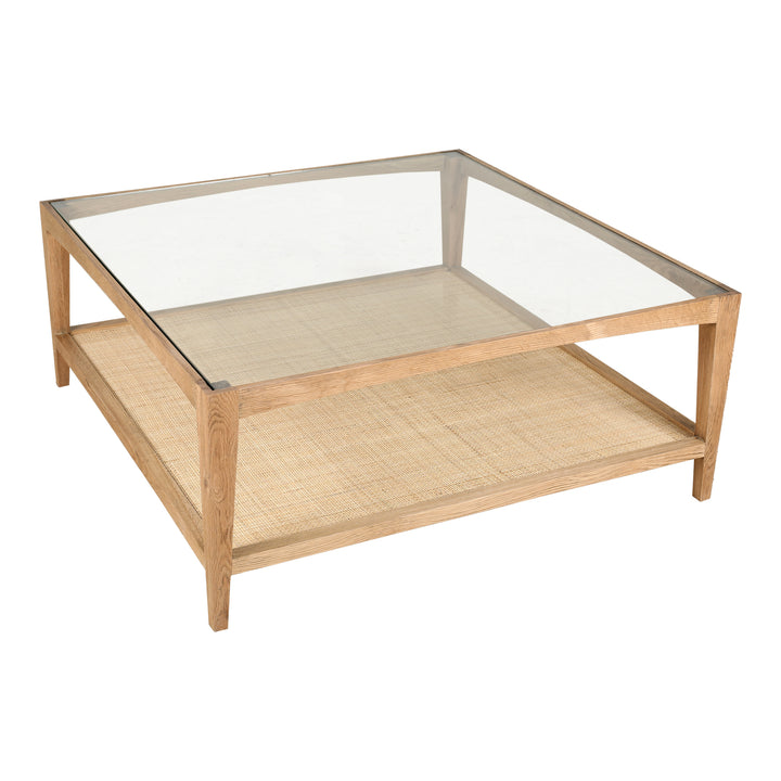 EcoChic Woven Cane and Oak Coffee Table