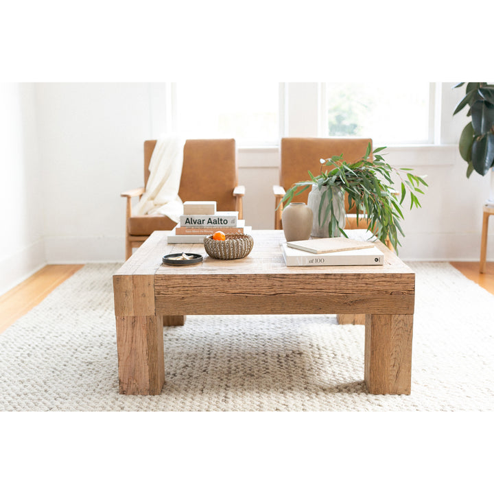 Artisan Reclaimed Oak Block-Design Coffee Table