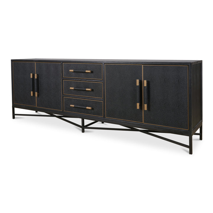 Vegan Chic Black Oak Sideboard with Shagreen Finish