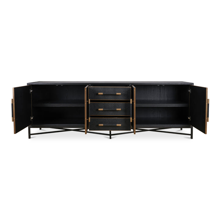 Vegan Chic Black Oak Sideboard with Shagreen Finish