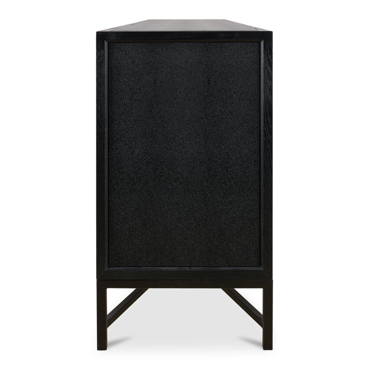 Vegan Chic Black Oak Sideboard with Shagreen Finish