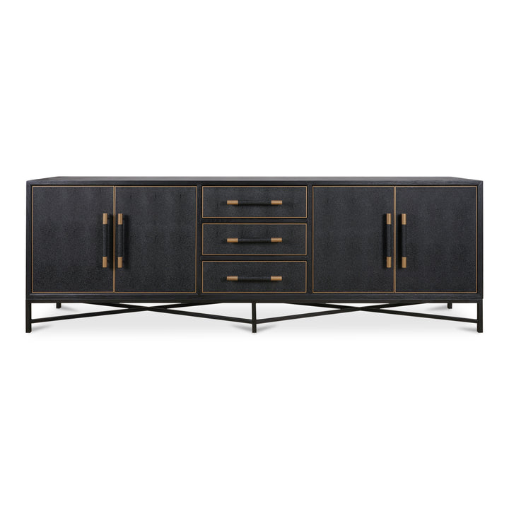 Vegan Chic Black Oak Sideboard with Shagreen Finish