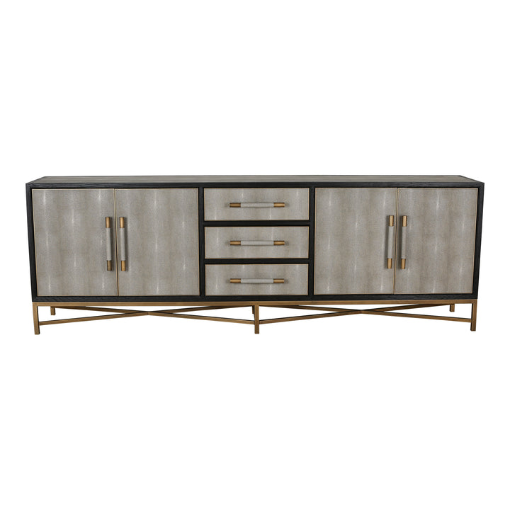 Vegan Chic Black Oak Sideboard with Shagreen Finish