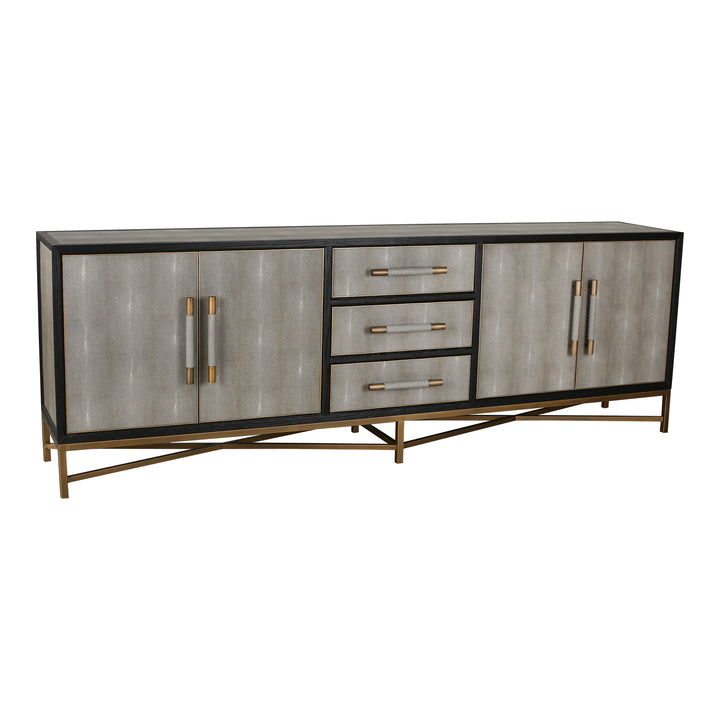 Vegan Chic Black Oak Sideboard with Shagreen Finish