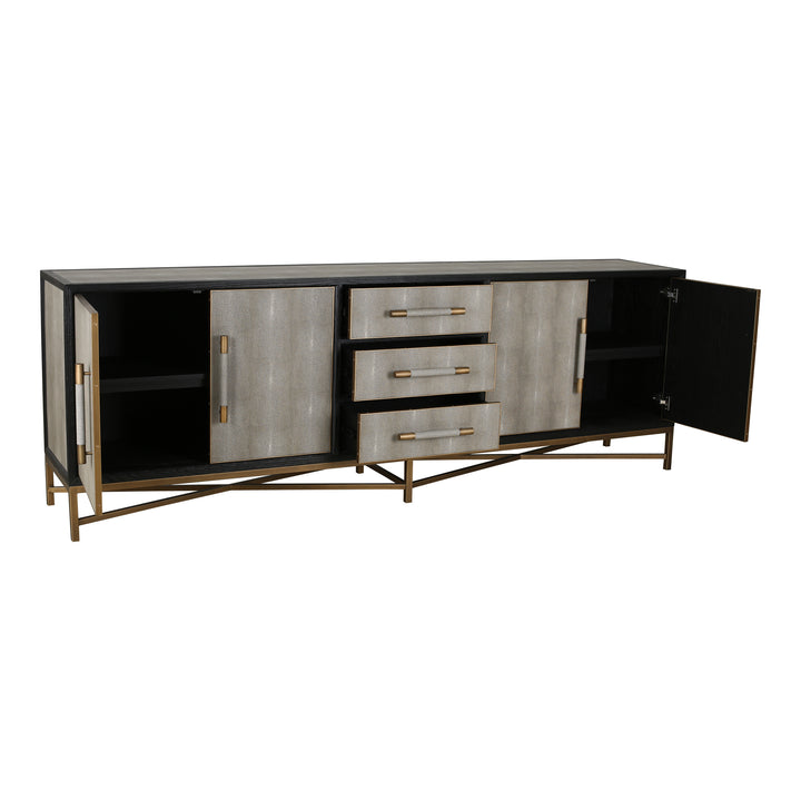 Vegan Chic Black Oak Sideboard with Shagreen Finish