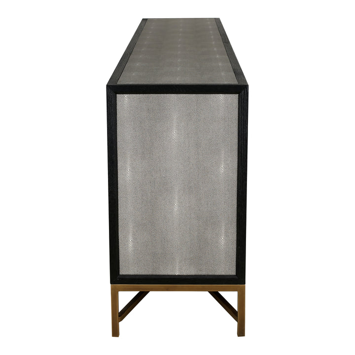 Vegan Chic Black Oak Sideboard with Shagreen Finish