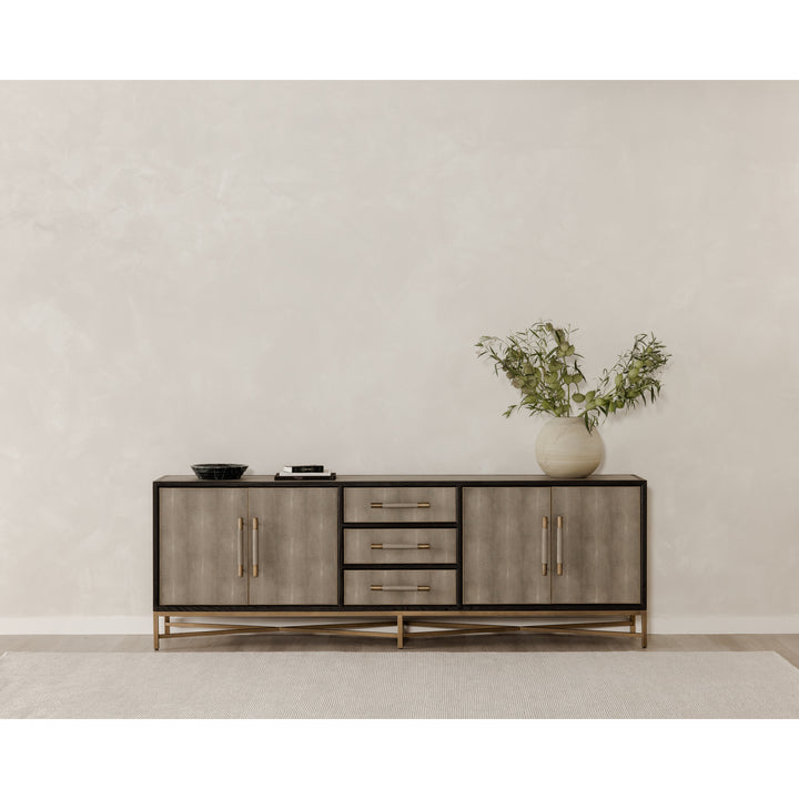 Vegan Chic Black Oak Sideboard with Shagreen Finish