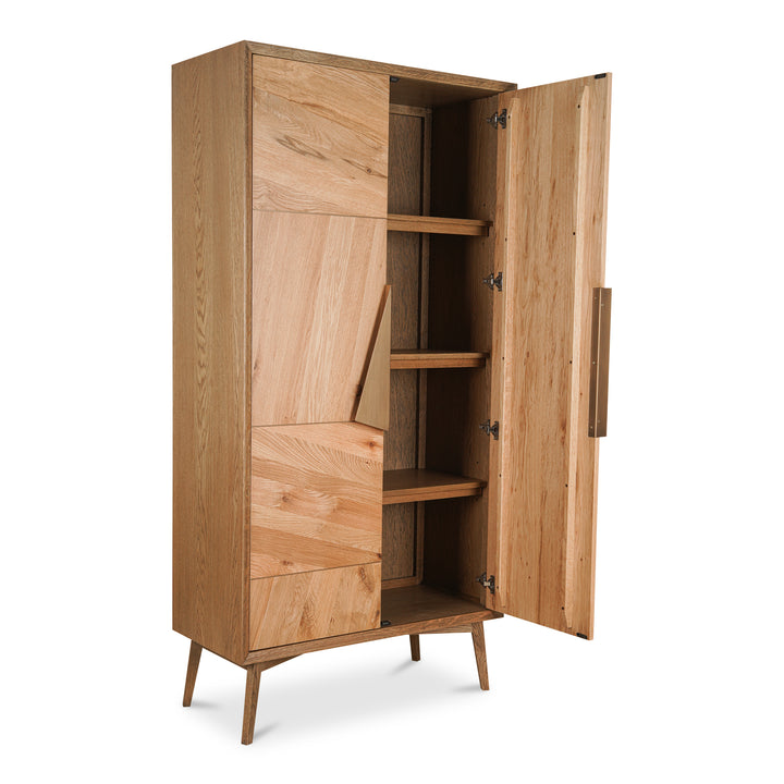 Vibrant Oak Geometric Shelving Tower