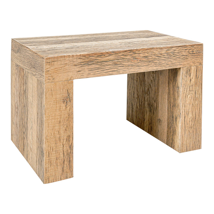 Rustic Charm Block Stool: Oak Reclaimed