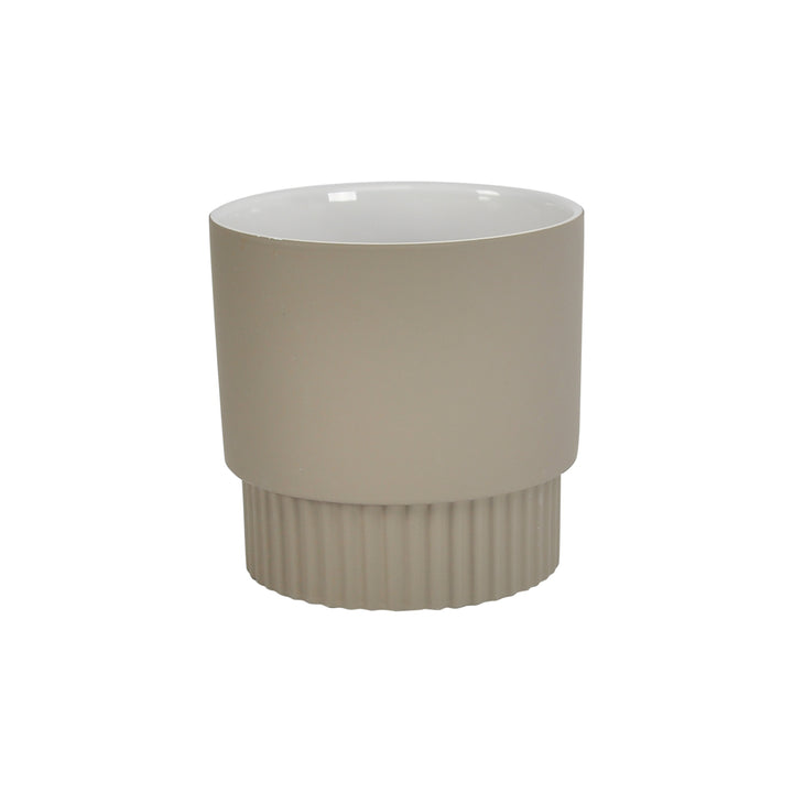 Earthy Ribbed Stoneware Planter