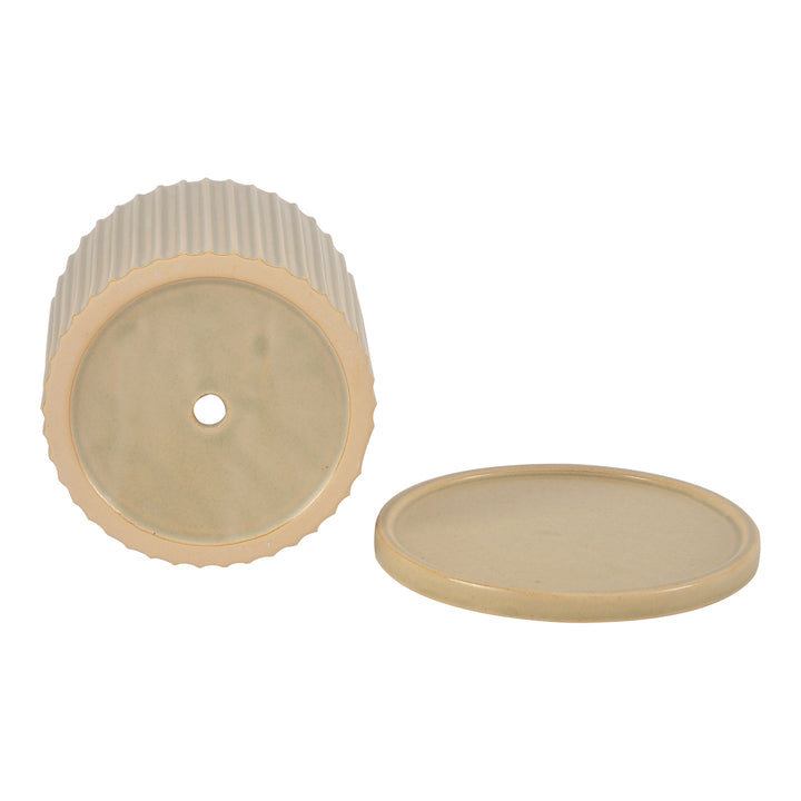 Serene Sculpted Stoneware Mini Terrarium