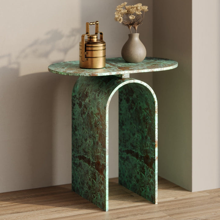 Eco-Chic Aged Green Arch Table