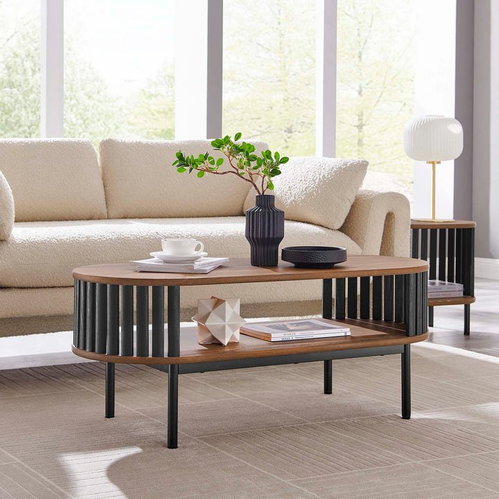 Bayla Wood Coffee Table Walnut Black