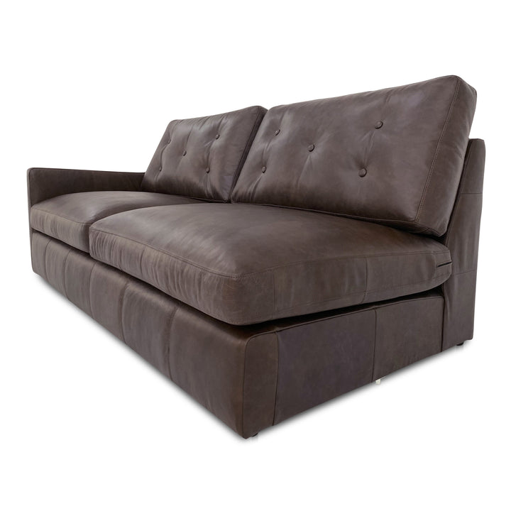 Elegant Tufted Left-Facing Modular Sofa in Espresso Leather