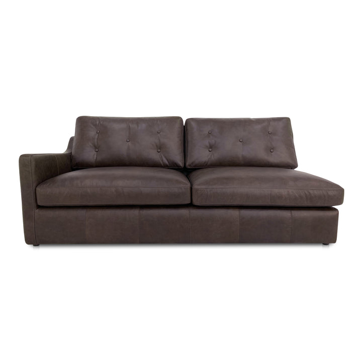 Elegant Tufted Left-Facing Modular Sofa in Espresso Leather
