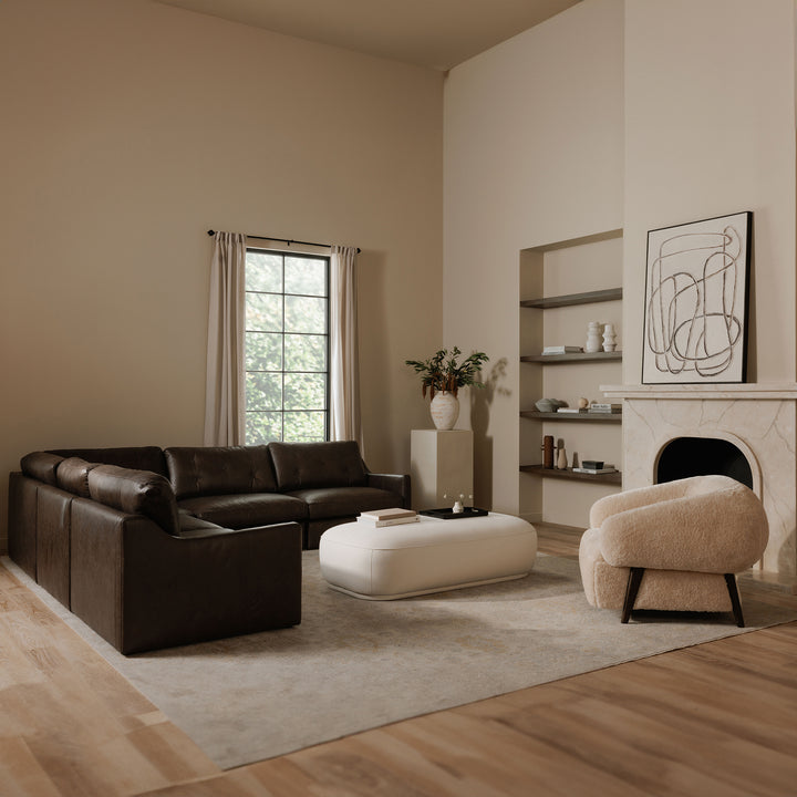 Elegant Espresso Sloped Arm Sofa - Luxurious Leather Modular Seating