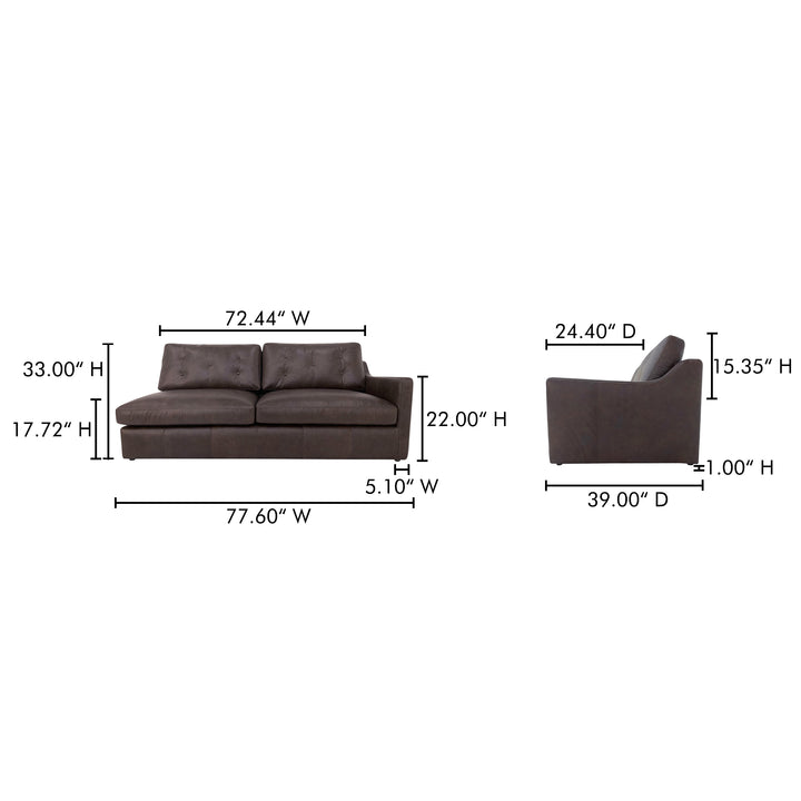 Elegant Espresso Sloped Arm Sofa - Luxurious Leather Modular Seating