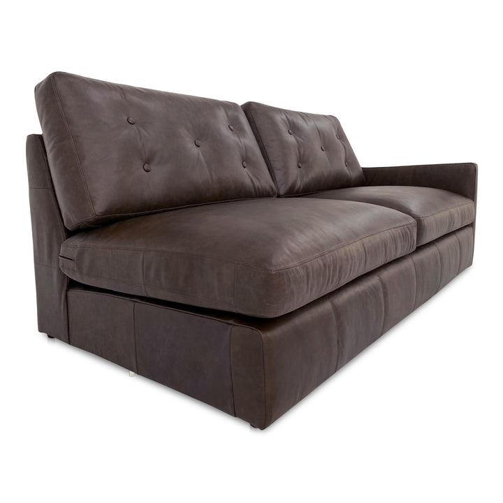 Elegant Espresso Sloped Arm Sofa - Luxurious Leather Modular Seating
